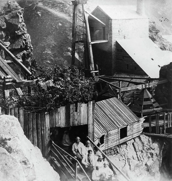 The third Royal Party descends the inclined shaft, Botallack Mine, St Just in Penwith, Cornwall. 24th July 1865