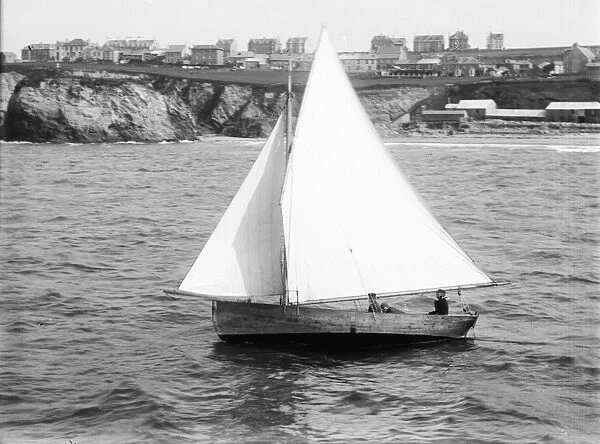 Sailing boat, Newquay, Cornwall. 1900s