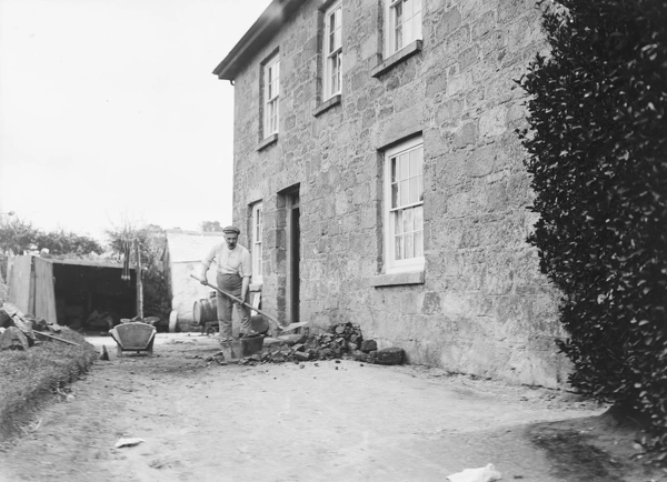 Schoolmaster working as a mason, St Stephen in Brannel, Cornwall. Early 1900s