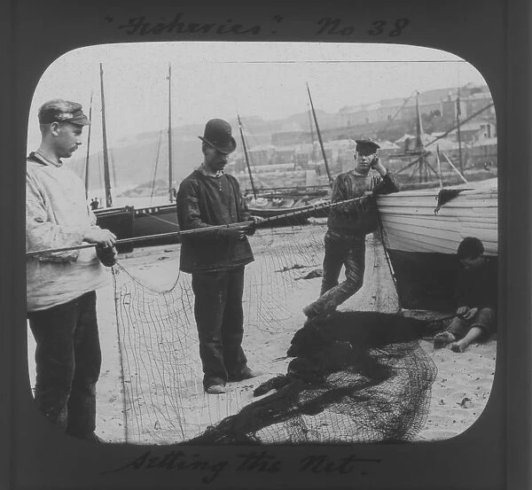 Setting the net at St Ives, Cornwall County Fisheries Exhibition, Truro, Cornwall. July to August 1893
