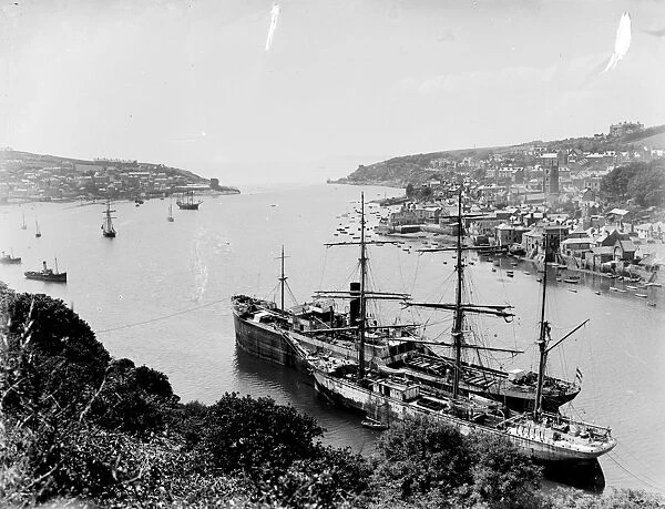 Ships in the harbour at Fowey, Cornwall. 1914