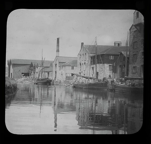 Ships off Malpas Road seen from Worths Quay, Truro, Cornwall. Around 1900