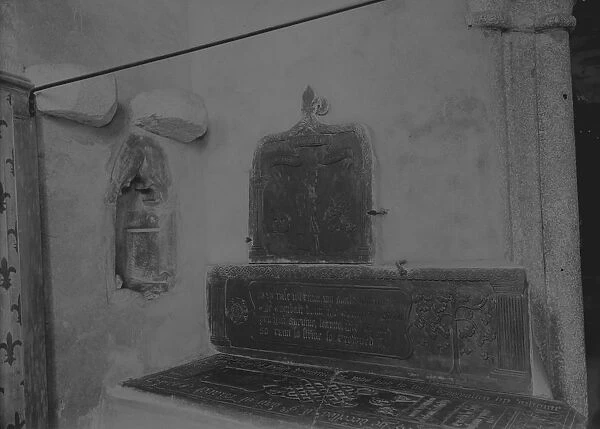 Slate altar tomb of Hugh Vashmond, Quethiock parish church, Quethiock, Cornwall. 1931