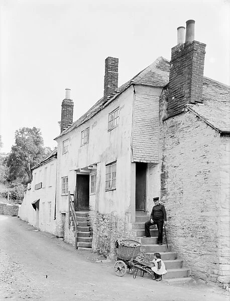 Two slate roofed cottages, St Mawes, Cornwall. 29th June 1912