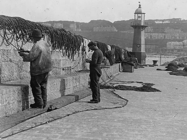 Smeatons pier, St Ives harbour, Cornwall. 1900