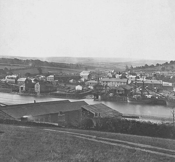 South view over town and river, Wadebridge, Cornwall. Probably 1880s