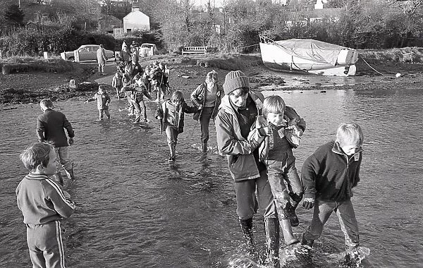 Sponsored walk, Lerryn, St Veep, Cornwall. December 1980