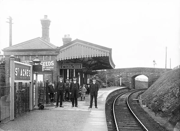 St Agnes railway station, Cornwall. Early 1900s