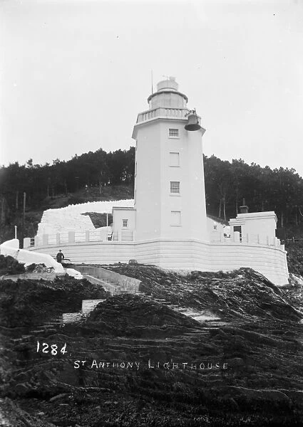 St Anthony lighthouse, St Anthony in Roseland, Cornwall. Early 1900s