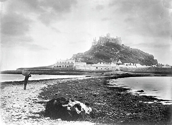 St Michaels Mount at low tide, Mounts Bay, Cornwall. 1894