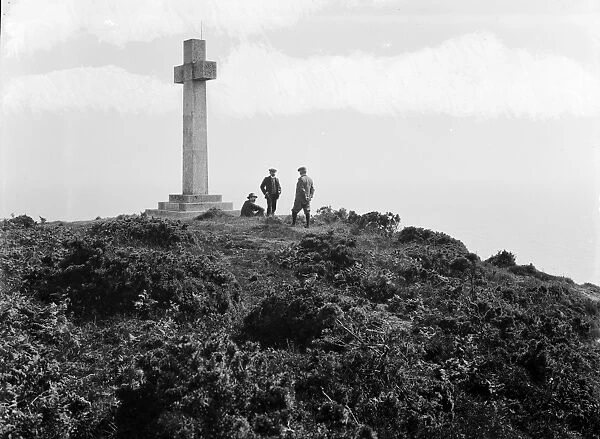 The stone cross at Dodman Point, Cornwall. 7th June 1909