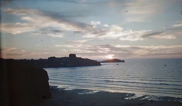 Sunset over Newquay, Cornwall. Around 1925