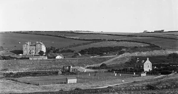 Tennis courts, Perranporth, Cornwall. Early 1900s