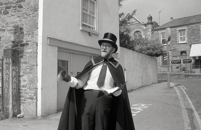 Framed Print : Town Crier, Lostwithiel, Cornwall. May 1988