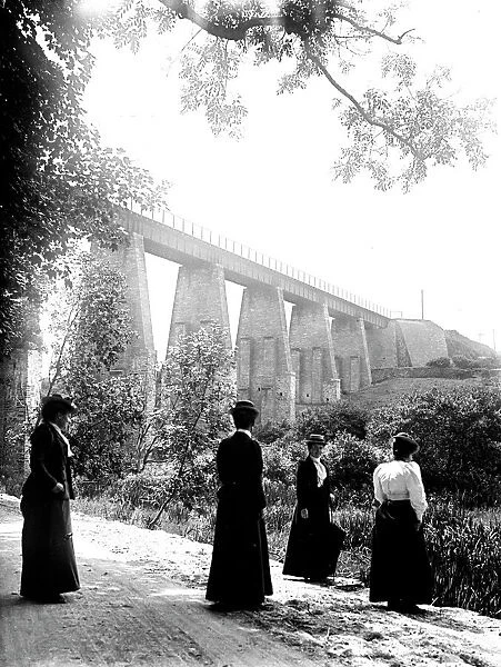 Trenance viaduct, Newquay, Cornwall. Around 1910
