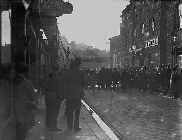 Truro Fire Brigade in action, Lemon Street, Truro, Cornwall. 10th November 1923