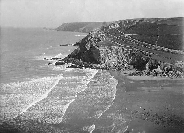 A view of the beach, Porthtowan, Cornwall. Probably early 20th century
