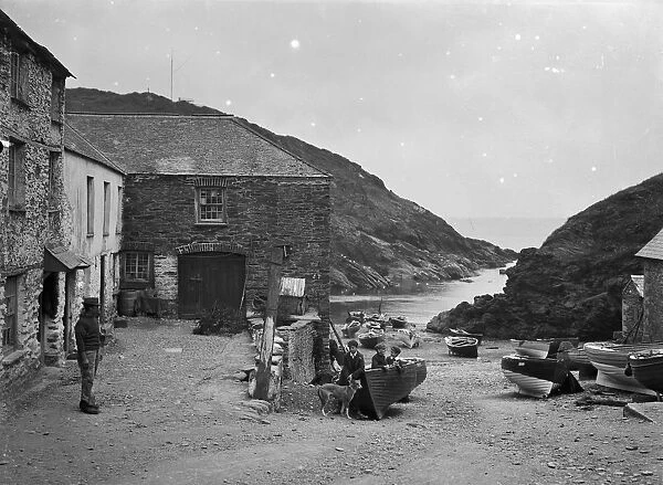 View of cove looking out to sea, Portloe, Veryan, Cornwall. July 1912