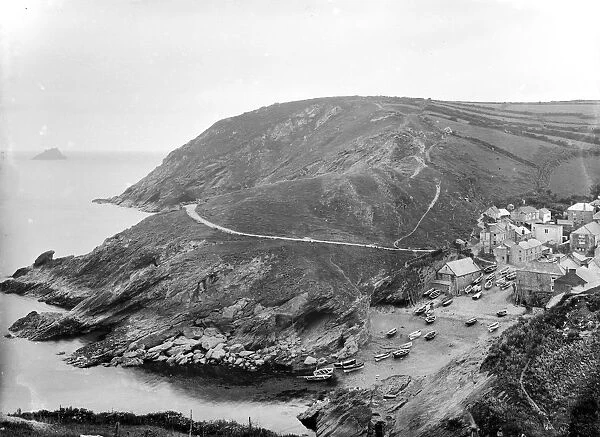 View of cove and village from cliff, Portloe, Veryan, Cornwall. 3rd July 1912