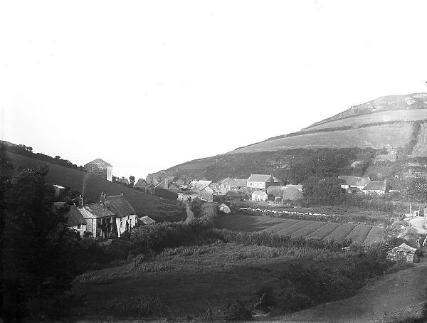 View of Porthallow from the hill, St Keverne, Cornwall. 1897