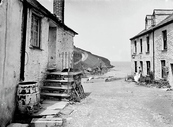 Village street in Port Gaverne, St Endellion Cornwall. 1906