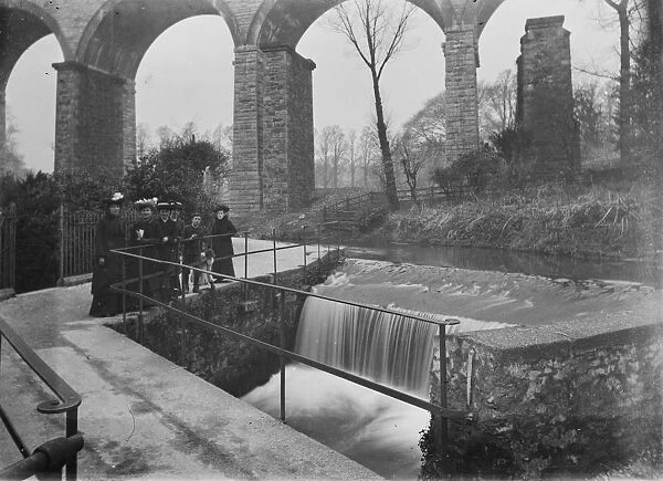 Waterfall outside Waterfall Gardens, Truro, Cornwall. Probably around 1910