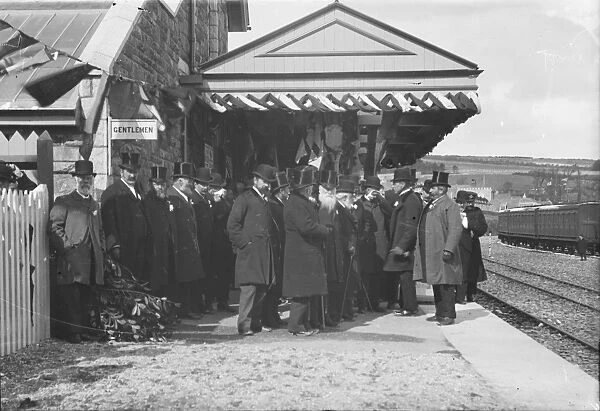 Welcoming party on the opening day of Padstow railway station, Cornwall. 27th March 1899