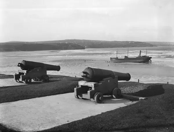 Wreck of the SS Fleswick at the entrance to Hayle Estuary, Cornwall. 29th January 1902