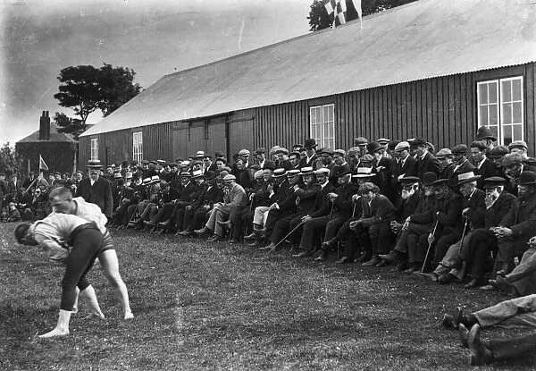 Wrestling match, Padstow, Cornwall. Around 1910