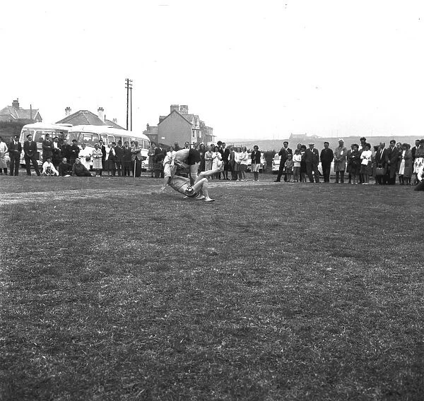 Wrestling match, probably at Newquay, Cornwall. 1964