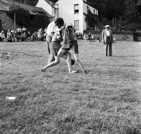 Wrestling match at an unknown location, Cornwall. 1959