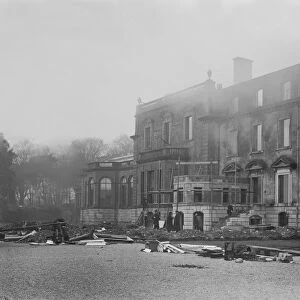 Aftermath of fire at Tehidy, Illogan, Cornwall. February 1919