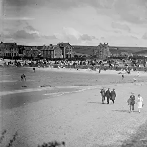 The beach, Perranporth, Perranzabuloe, Cornwall. August 1922