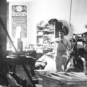 Blackfords printing works printing room, Truro, Cornwall. Early 1900s