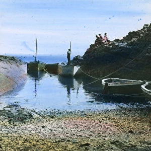 Boats at Prussia Cove, St Hilary, Cornwall. Around 1925