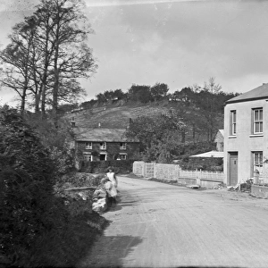 Bridge and street, Ladock, Cornwall. Around 1918