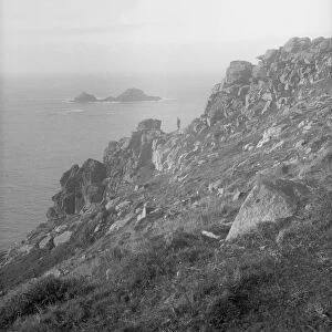 The Brisons from Cape Cornwall, St Just in Penwith, Cornwall. Early 1900s
