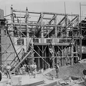 Building the HTP warehouse on Malpas Road, Truro, Cornwall. Around 1911