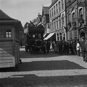 Bus outside the Red Lion Hotel Truro, Cornwall. 6th October 1919