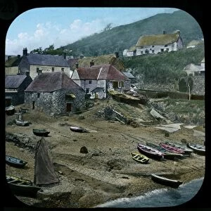 Cadgwith harbour, Cornwall. Late 1800s