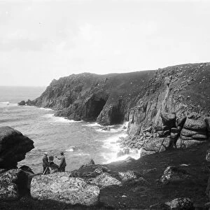 Carn Les Boel from Pendower Cove, St Levan, Cornwall. Late 1800s or early 1900s