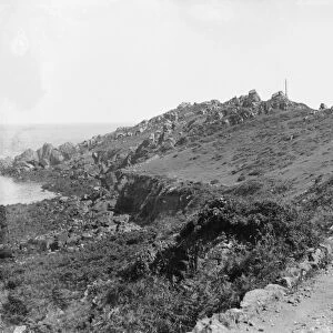 The cliffs and path Coverack, St Keverne, Cornwall. Early 1900s