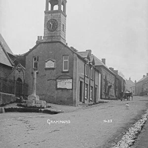 Clock tower, Fore Street, Grampound, Cornwall. Early 1900s