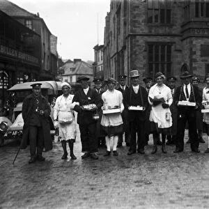 Collectors on Boscawen Street, Truro, Cornwall. Friday 13th July 1917