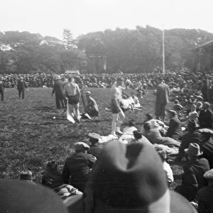 Cornish wrestling match at an unknown location, Cornwall. Around 1930s