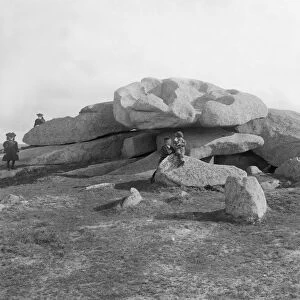 Cup-marked stones, Carn Brea, Illogan, Cornwall. Early 1900s