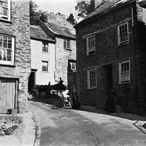 Custom House Hill, Fowey, Cornwall. Early 1900s
