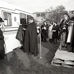Dedication of St John Ambulance, Lostwithiel, Cornwall. November 1981