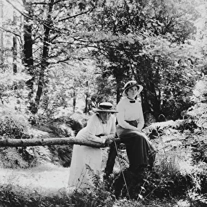 Edith and Annie Mitchell in the woods, Luxulyan, Cornwall. 1914