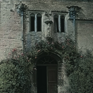 Entrance doorway to Lanherne Convent, Cornwall. Around 1925